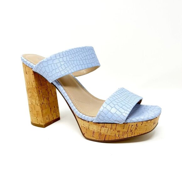 Charles by Charles David Sandals Women's 7.5 Baby Blue Croc-Embossed Platform - Picture 12 of 12
